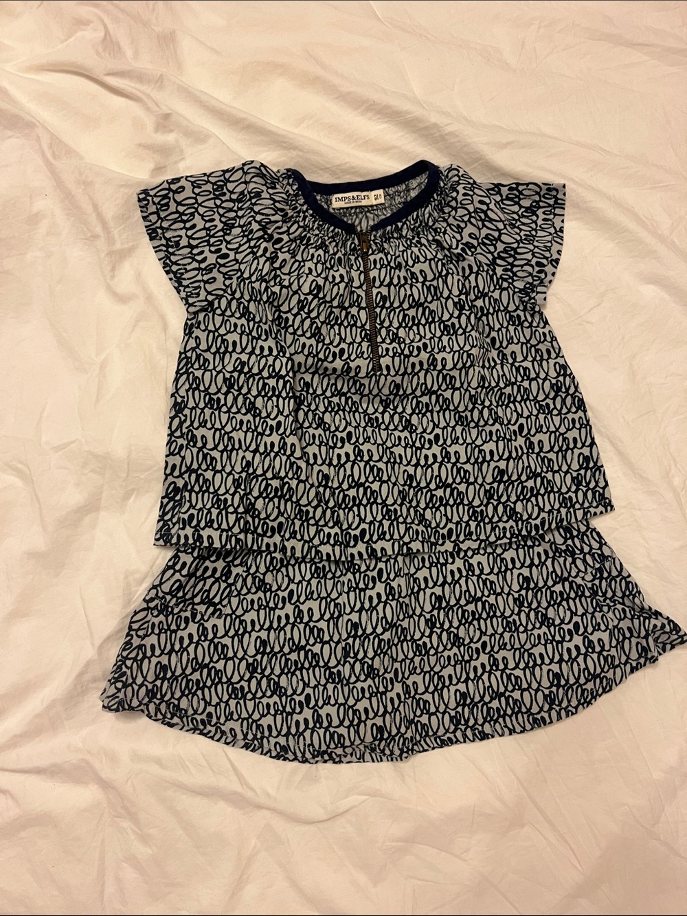 Imps & Elfs Navy and White Scribble Print Two-Piece Set